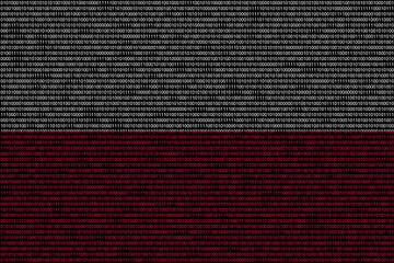 matrix binary code of zeros and ones in poland flag colors. Concept of computer modern technology and cyberspace