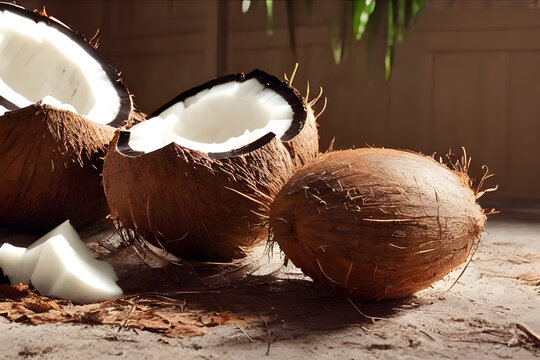 a picture of coconuts, a healthy, natural food ingredient