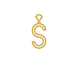 Initial Letter S Diamond Jewellery Logo Concept sign icon symbol Element Design Line Art Style. Jewelry Logotype. Vector illustration template