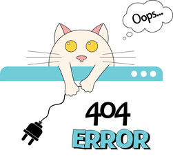 Naklejka premium 404 error page with cat illustrations. Page not found. illustration of cartoon character. Modern flat style