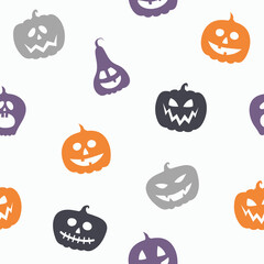Halloween pattern with creepy pumpkins. Seamless texture. Vector