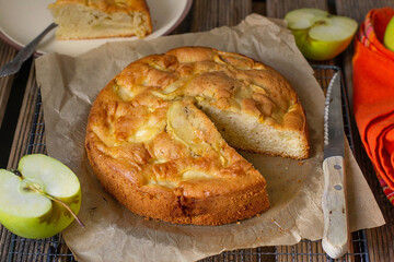 Sweet apple cake with cinnamon in rustic style - 539825510