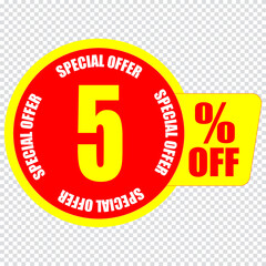 5 percent discount sign icon. Sale symbol. Special offer label