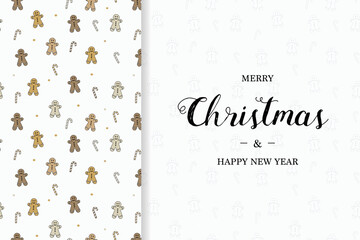 Christmas card with wishes. Xmas concept with gingerbread cookies. Vector