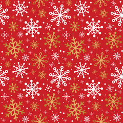 Golden Christmas snowflakes. Concept of seamless pattern. Vector illustration