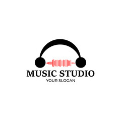 Music studio logo design vector