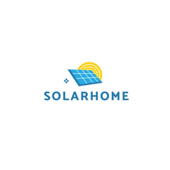 Solar house sun technology logo design vector