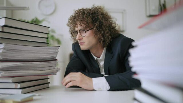 Frustrated office employee feeling tired at work, job burnout, work overload