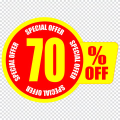 70 percent discount sign icon. Sale symbol. Special offer label