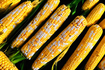 Fototapeta na wymiar corn on the cob, a natural food ingredient, fresh farm harvest