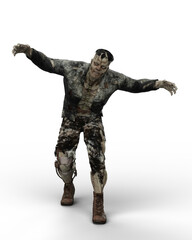 3D rendering of a fantasy monster horror story creature in chasing pose isolated on a transparent background.