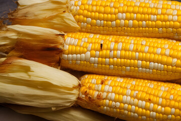 corn on the cob, a natural food ingredient, fresh farm harvest