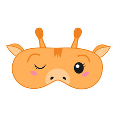 Sleep mask with baby giraffe face Vector illustration