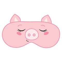 Sleep mask with baby pig face Vector illustration