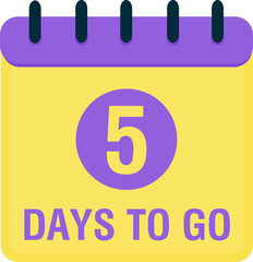Countdown 5 days to go. Countdown timer. Calendar icon. Time icon. Count time sale. Illustration