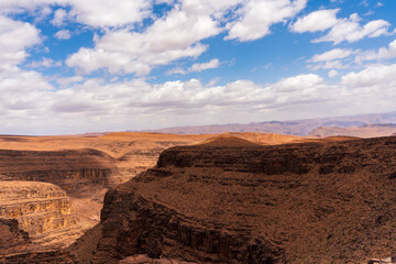 Wide landscape with mountains in desert