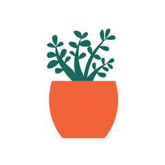 House plant in vase flat illustration
