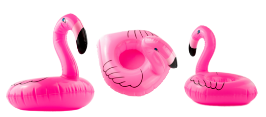 Flamingo icon. Pink pool inflatable flamingo for summer beach isolated on white background. Trendy summer concept.