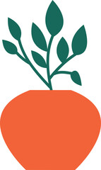 Branch with leaves in ceramic vase vector illustration