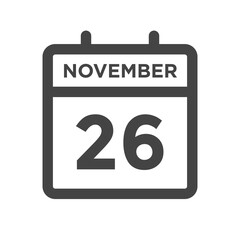 November 26 Calendar Day or Calender Date for Deadlines or Appointment