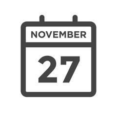 November 27 Calendar Day or Calender Date for Deadlines or Appointment