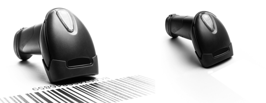 Bar code scanner. Reader laser scanner for warehouse. Retail lab