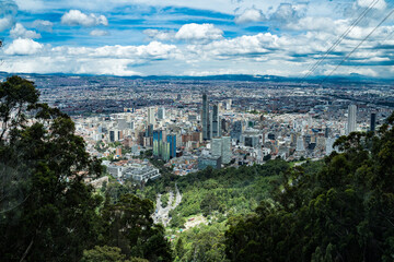 Bogotá, Colombia. September 7, 2022: Panoramic landscape of the city seen from the Monserrate...