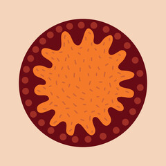 Hand drawn flat pumpkin pie top view vector illustration