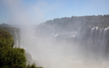 View of the Iguazu falls seen from Garganta del Diablo. 