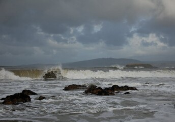 Temporal en la ría de Vigo, Galicia