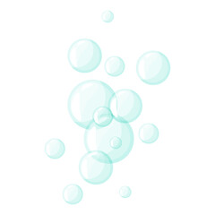Air Bubbles. Balloons in the water. Soap Bubbles of different sizes. Vector illustration isolated on white background.