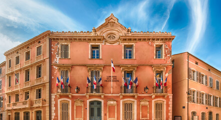 Facade of the Town Hall in Saint-Tropez, Cote d'Azur, France