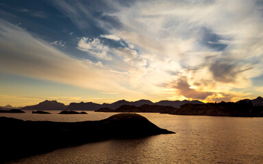 Midnight sun in the Lofoten Archipelago