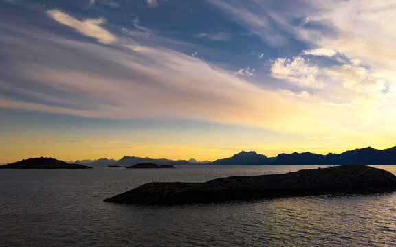 Midnight sun in the Lofoten Archipelago