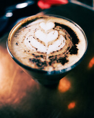 Cappuccino latte art, close up