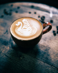 Latte art, swan, coffee