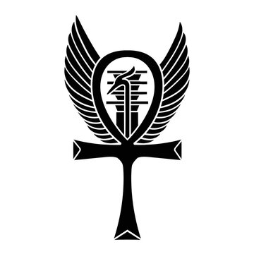 Egyptian wings ankh Key of life ,Djed ,Was   symbol