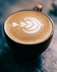 Latte art, feather, coffee