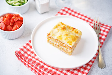 Meat lasagna in a plate