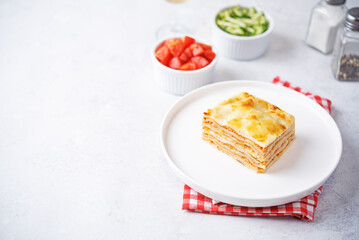 Meat lasagna in a plate