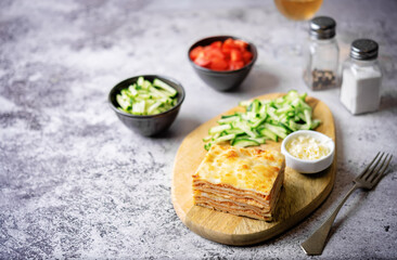 Meat lasagna in a plate