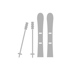 skiing icon, winter, sport, vector illustration