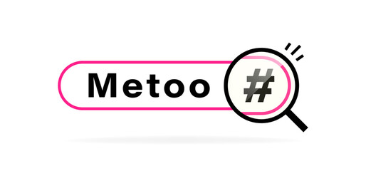 Fototapeta na wymiar Metoo label. Message bar with magnifying glass. Logo design concept. Slogan badge. Vector illustration