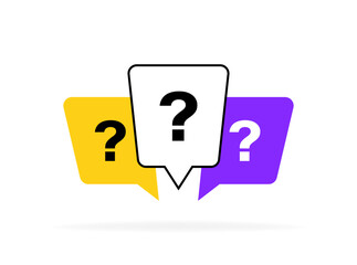 Question bubbles. Message box with question mark. Design concept for quiz, question, ask and answer. Vector illustration