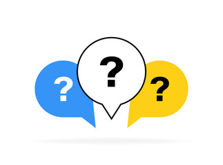 Question bubbles. Message box with question mark. Design concept for quiz, question, ask and answer. Vector illustration