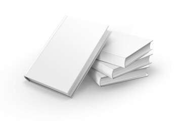 3D illustration. White thick books isolated on white background.