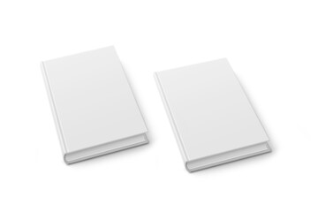 3D illustration. White thick books isolated on white background