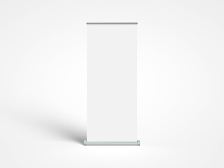 3D illustration. Roll-up banner mockup isolated on white background
