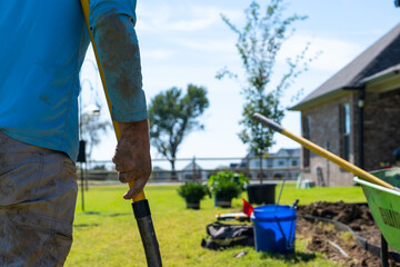 Outdoor Landscaping Lawn Gardening and Retaining Wall with Plants