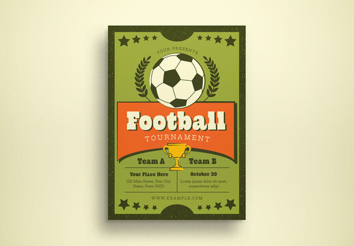 Green Retro Football Tournament Flyer Layout